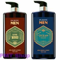 Tắm Gội Cao cấp Purite Men 650ml Hương Gỗ Nồng Nàn hoặc Hương Biển mát lạnh, Quyến rũ và nam tính dành cho Nam Giới