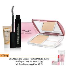 Bộ Mỹ Phẩm Mùa Hè Essance Phấn Phủ Siêu Mịn Veil Fit #13 (Veil Fit FDT), Mascara Long And Curl, BB Cream Perfect White (Phấn Veil Fit) Và Son Blooming Kiss #213