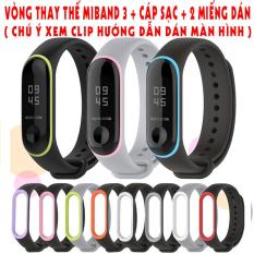 Combo dây đeo thay thế xiaomi miband 3 + cáp sạc +2 miếng dán miband 3 ( chú ý xem clip hướng dẫn dán màn hình )