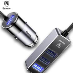 Bộ sạc thông minh trên xe hơi, ô tô 1 cổng usb và 3 cổng USB kéo dài công xuất 5,5A thương hiệu Baseus