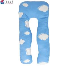 Gối Ôm Chữ U Cao Cấp THIVI Cho Bà Bầu Ngủ Ngon, Đỡ Chuột Rút, Tê Chân – Cotton Hàn Quốc, Gòn Bi 3D – 180515