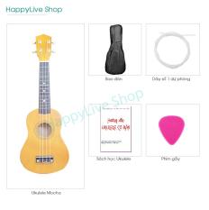 Đàn Ukulele Soprano Gỗ tặng 4 phụ kiện (Bao, Sách, Dây dự phòng, Phím gảy) – HappyLive Shop