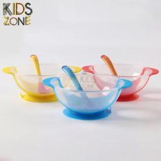 Bát ăn dặm chống đổ kèm thìa báo nóng cho bé (CB23)