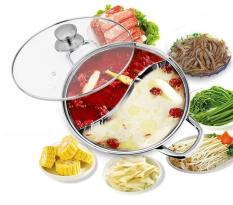 Bán nồi lẩu inox, lẩu tại nhà -Nồi lẩu inox 2 ngăn tiện dụng, Chất liệu inox cao cấp, Đồ gia dụng tiện ích