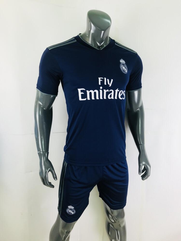 Bộ quần áo đá banh - đá bóng CLB Real Madrid màu xanh đen sân khách mùa giải 2018-19 mẫu...