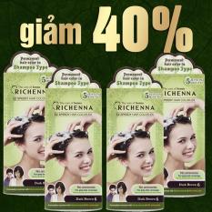 Bộ 4 hộp thuốc nhuộm tóc bạc dạng gội RICHENNA Hàn Quốc màu số 6