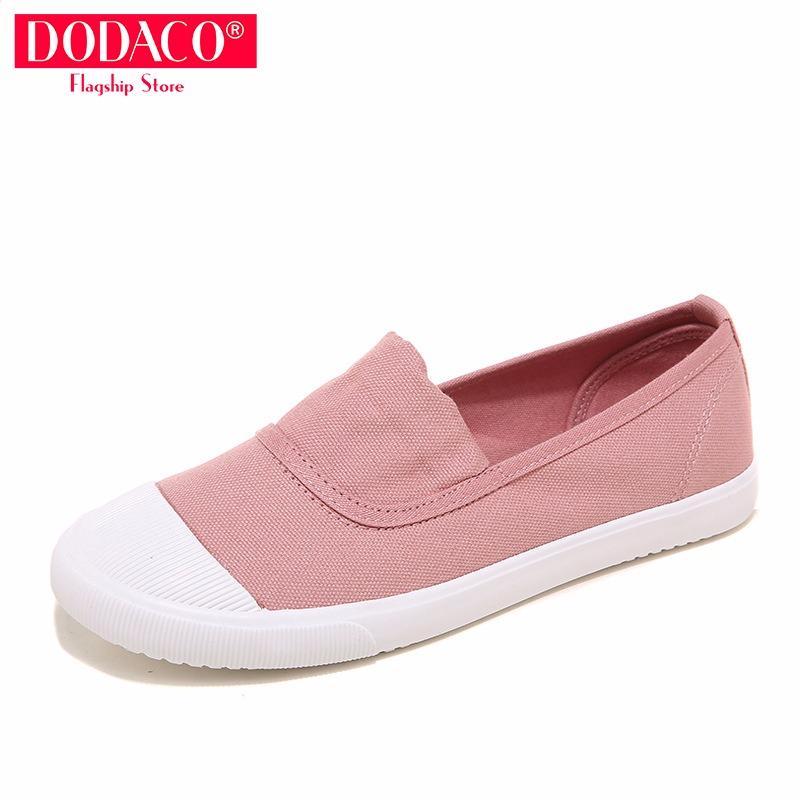 Giày lười vải nữ thời trang DODACO DDC1837 - (Hồng)