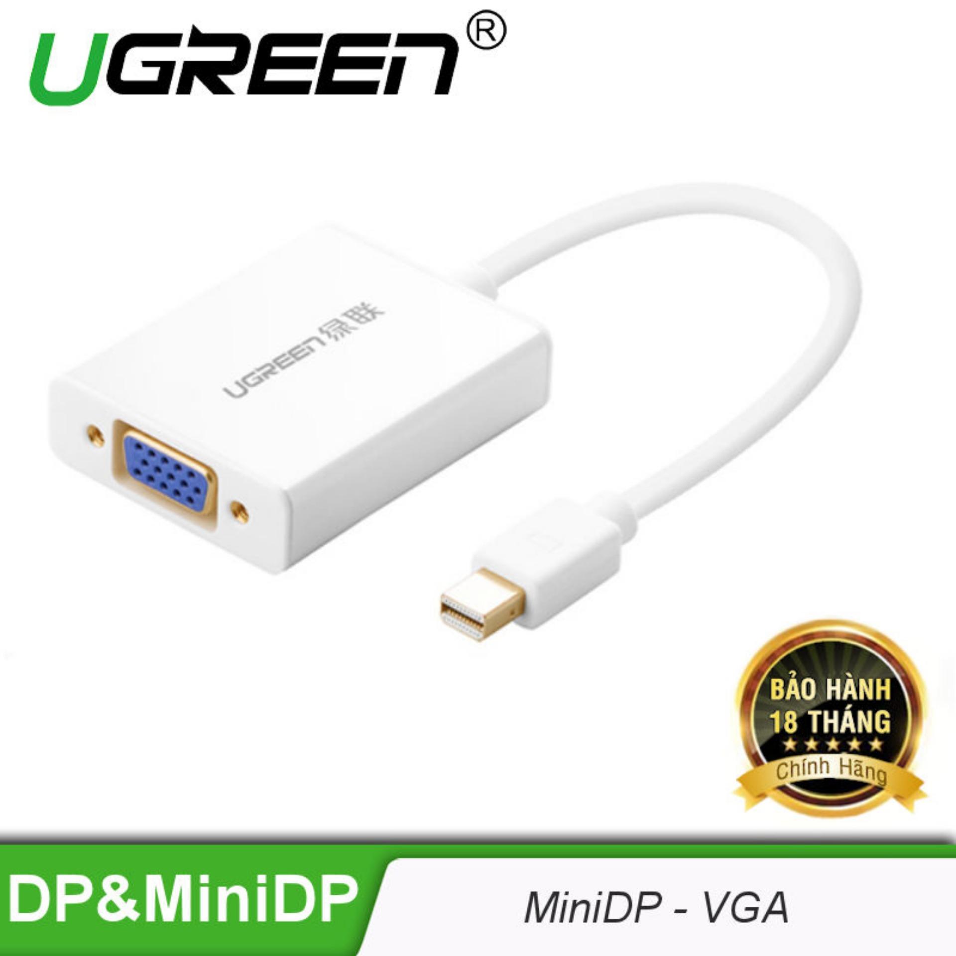 Bộ chuyển đổi Mini DisplayPort sang VGA có âm thanh UGREEN MD107 10437 (màu trắng)