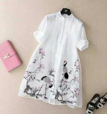 ĐẦM BẦU VÁY BẦU SUÔNG IN HẠC KÈM LÓT 2 DÂY