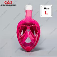Mặt nạ lặn Full Face PINK – mắt KÍNH CƯỜNG LỰC, gắn được GOPRO, SJCAM tầm nhìn 180 độ, Ống thở van 1 chiều ngăn nước – DONGDONG