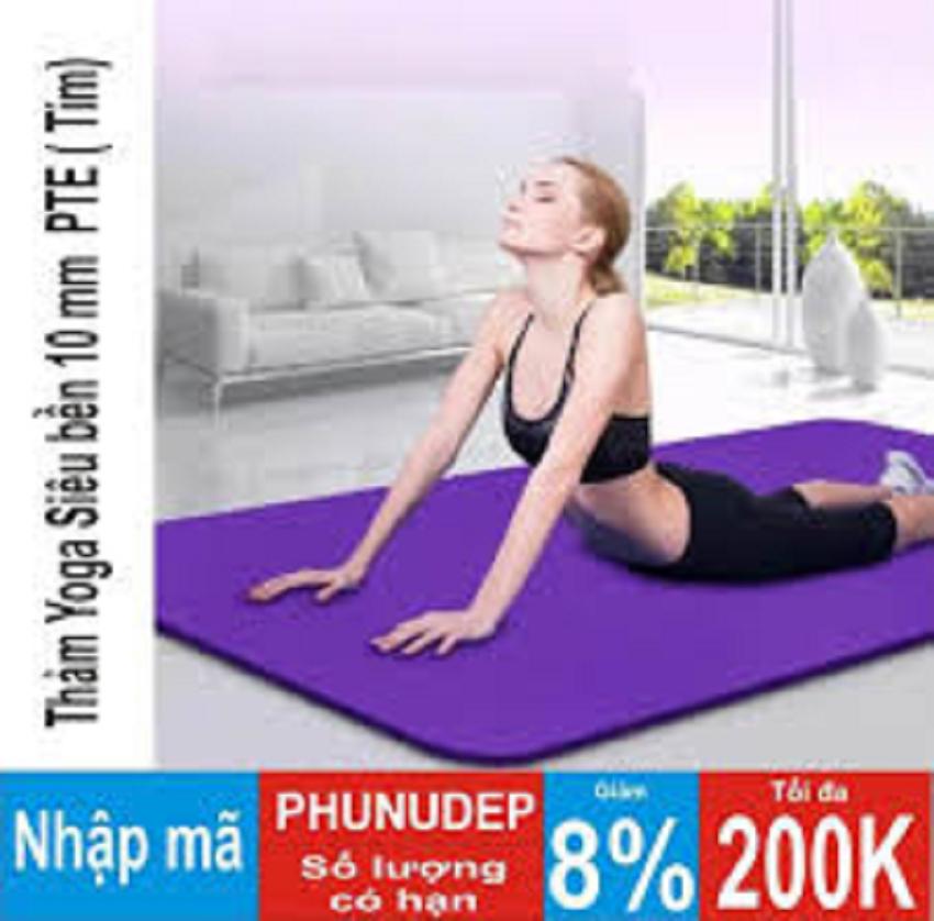 Thảm tập Yoga siêu bền loại dày 10mm TPE (Tím) dày dài kích thước 1m75 x 61cm x 10cm (...