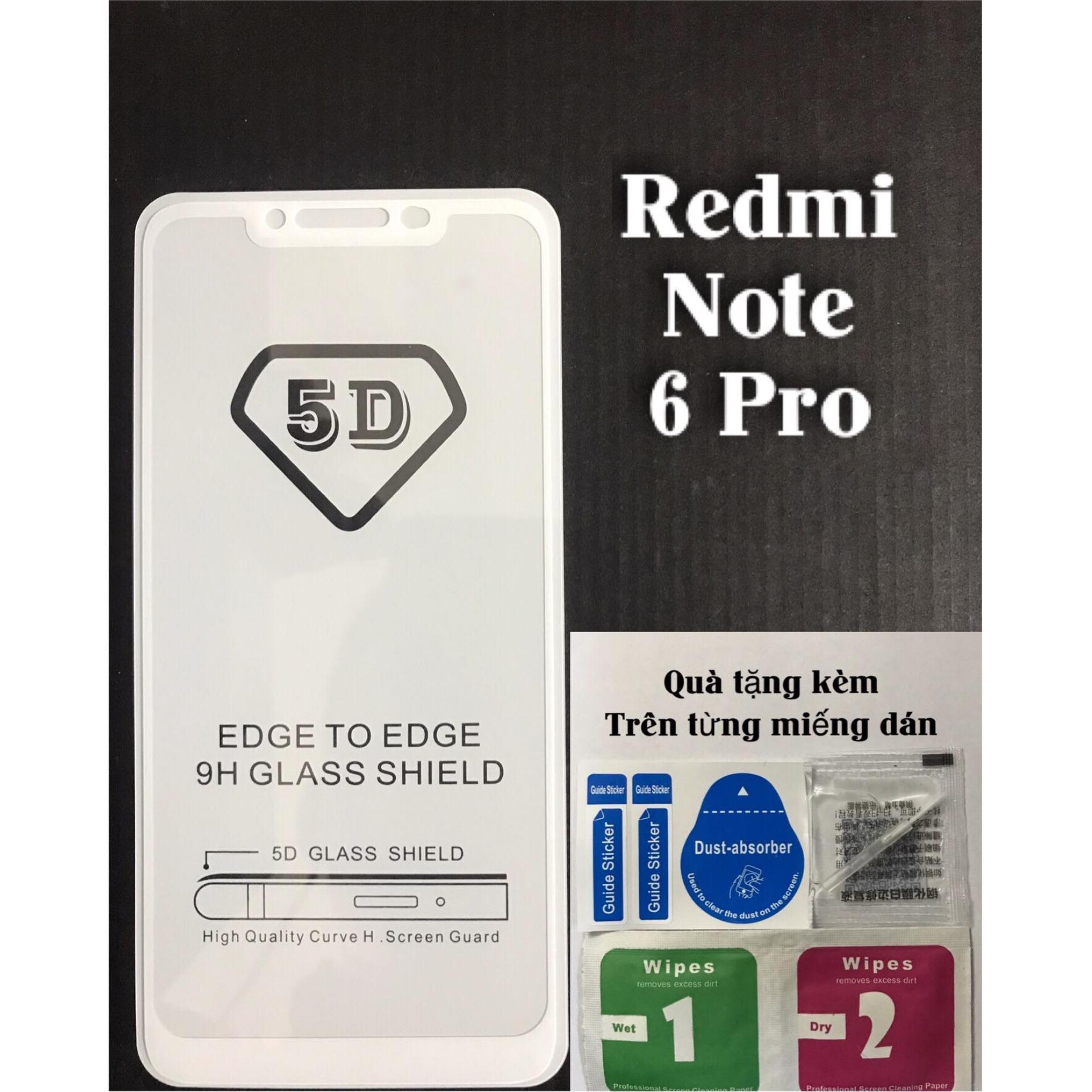 Cường lực Xiaomi Redmi Note 6 Pro Full Màn siêu đẹp Tặng miếng lau ướt và khô,keo dán hở mép,lấy...
