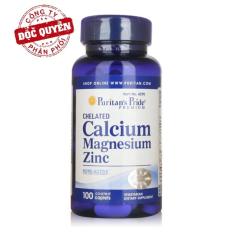 Viên uống cải thiện chiều cao, hỗ trợ xương Puritan’s Pride Chelated Calcium, Magnesium & Zinc 100 viên HSD tháng 1/2020