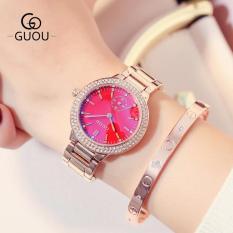 Đồng hồ nữ dây thép viền đính đá cao cấp GUOU TP-G8330 (kim rốn)