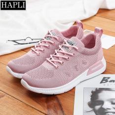 LOẠI ĐẸP Giày thể thao sneaker nữ đế êm, 3 lỗ thoáng khí HAPLI (đen, hồng nhạt)