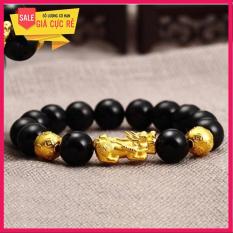 Vòng tay đá Mã não charm tì hưu bạc Thái mạ vàng cao cấp giá rẻ