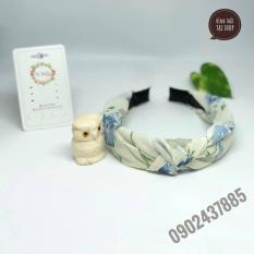 Băng đô/ Cài tóc nền trắng hoa xanh