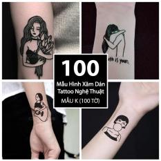 Bộ 100 Mẫu Hình Xăm Dán, Hình Xăm Tattoo Cao Cấp Combo 100 Tờ – Mẫu K