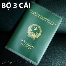 Bộ 3 cái vỏ bao hộ chiếu (passport) dẻo trong có khe đựng vé máy bay và các loại thẻ Joycee Vo JV132x3