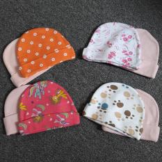 Bộ 2 nón cotton cao cấp Thái Lan dày cực mềm mịn (bé gái) – tặng bao tay