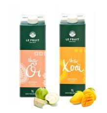 Combo 2 hộp nước ép trái cây nguyên chất Le Fruit 1L (Ổi – Xoài)