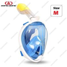 Mặt nạ lặn Full Face BLUE – mắt NHỰA TRONG gắn được GOPRO, SJCAM tầm nhìn 180 độ, Ống thở gắn liền ngăn nước – DONGDONG