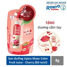 Son dưỡng chiết xuất trái cây Lipice Sheer Color Fruit Juice Cherry 4g (Anh Đào Đỏ Tươi) + Tặng gương cầm tay xinh xắn