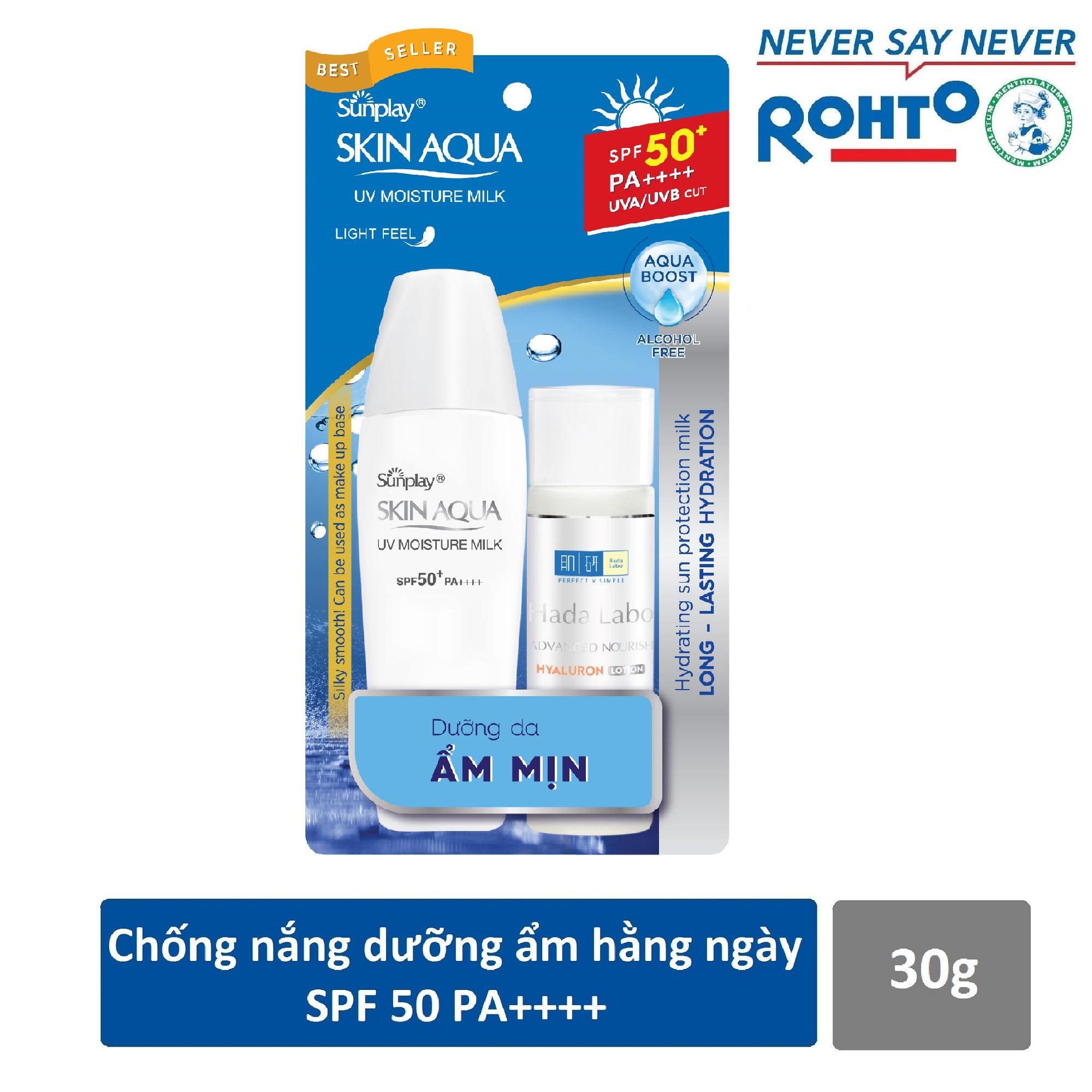 Sữa chống nắng hằng ngày dưỡng da giữ ẩm Sunplay Skin Aqua UV Moisture SPF50+ PA+++ 30g - Tặng 1...