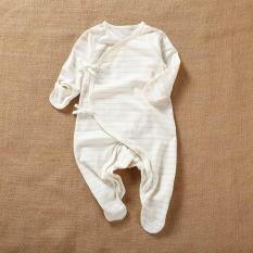 Body cotton hữu cơ liền bao tay chân sọc nhạt