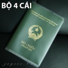 Combo 4 cái vỏ bao hộ chiếu (passport) dẻo trong có khe đựng vé máy bay và các loại thẻ Joycee Vo 4B132