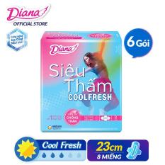 Bộ 6 gói Băng vệ sinh Diana SenSi Cool Fresh siêu mỏng cánh gói 8 miếng