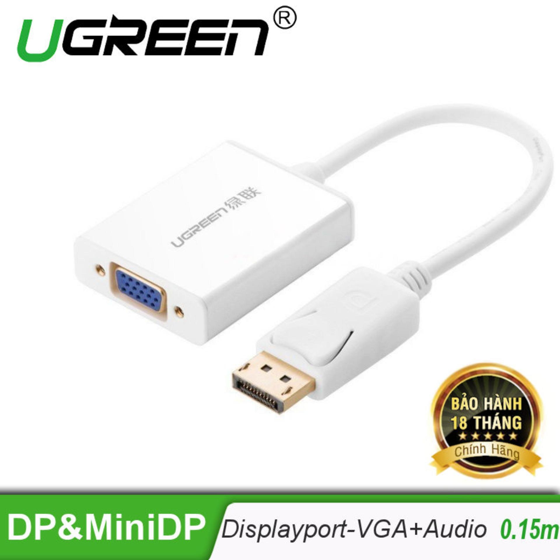 Dây chuyển đổi DisplayPort sang VGA+Audio converter (Vỏ nhôm) dài 25cm UGREEN DP106 20412 (Silver) - Hãng phân phối chính...