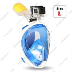 Mặt nạ lặn Full Face BLUE – mắt NHỰA TRONG gắn được GOPRO, SJCAM tầm nhìn 180 độ, Ống thở gắn liền ngăn nước – DONGDONG