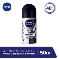 Lăn Ngăn Mùi Giảm Hình Thành Vệt Ố Vàng Trên Quần Áo Nivea Men Invisible For Black And White 50ml _ 82245