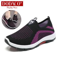 Giày lười nữ DODACO DDC2025 giày đế bằng nữ thời trang style hàn quốc chất liệu siêu nhẹ vải khử mùi thoáng khí hàng hot trends giá rẻ mẫu mới nhất 2018 màu Đen Đỏ Tím Xám