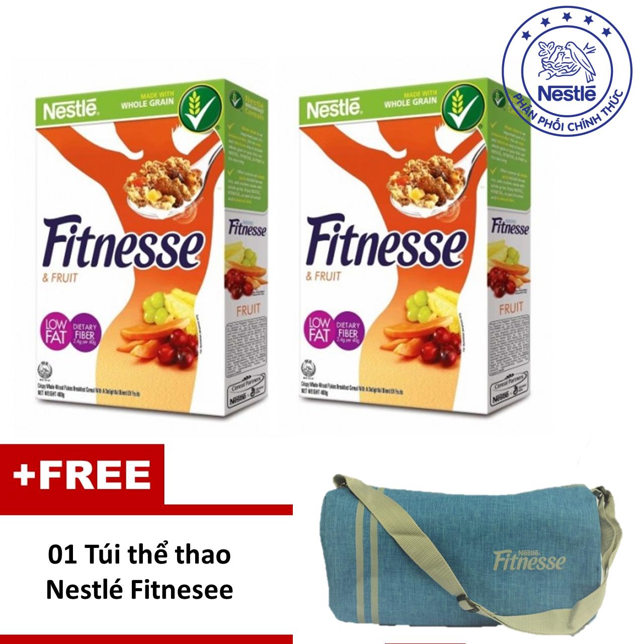 COMBO 2 Hộp Bánh Ăn Sáng Ngũ Cốc Nestlé Fitnesse Fruit + tặng 1 túi tập GYM cao cấp