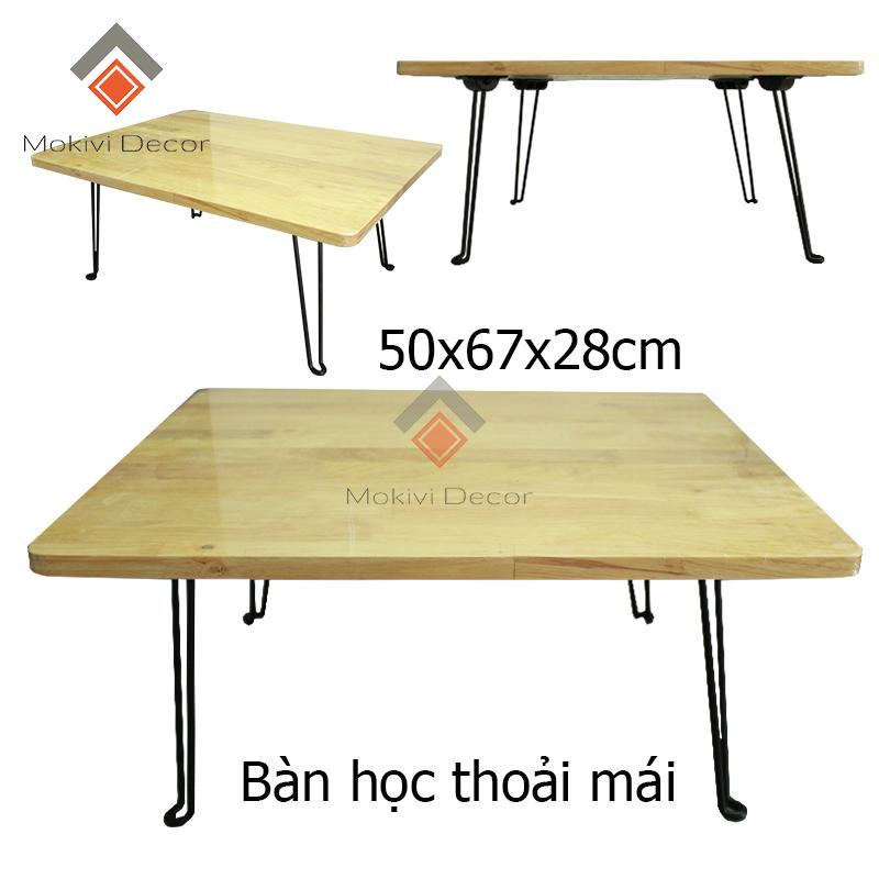 Bàn gỗ laptop (Tự Nhiên) mặt bàn 67x50x28cm - bàn gỗ laptop XẾP GỌN - Bàn học sinh viên -...