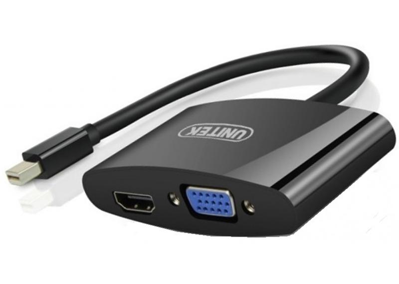 Cáp chuyển đổi Mini Displayport to Vga-HDMI Unitek Y-6328BK