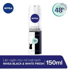 Xịt Ngăn Mùi Nữ Mát Lạnh Nivea Black & White 150ml _ 88674