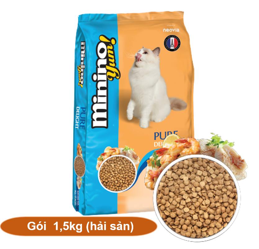 (Gói 1,5kg) MININO YUM (Blisk mới) Thức ăn viên cao cấp cho mèo, dùng cho mèo mọi lứa tuổi (hanpet...
