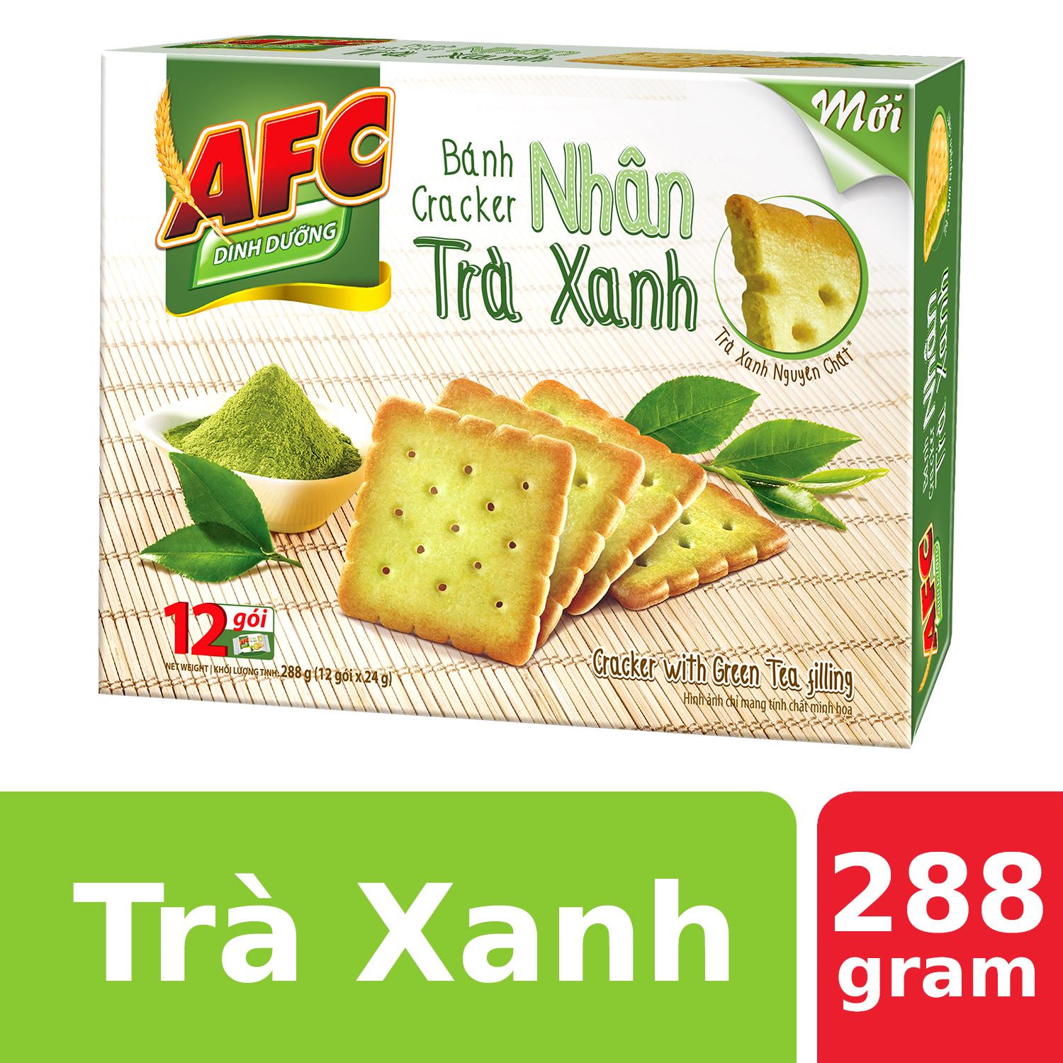 Bánh Cracker AFC Nhân Trà Xanh 288g (12 gói)