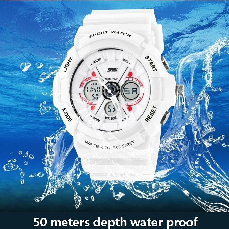 Đồng hồ nam dây nhựa SKMEI Sport Watch 0966 (Trắng phối đỏ)