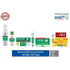 Bộ sản phẩm trị mụn Rohto Acnes (da dầu/hỗn hợp) + Tặng 1 Gel mờ vết thâm, liền sẹo Acnes Scar Care 12g
