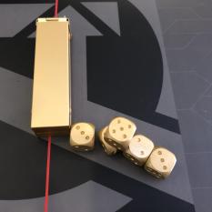 Hộp nhôm 05 viên xí ngầu kim loại (Aluminium Dice Set)(Vàng Gold)