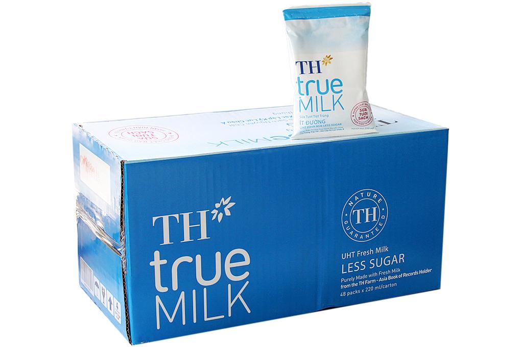 Sữa Tươi Tiệt Trùng Ít Đường TH True Milk 220ml