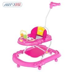 Xe tập đi cho bé hình thỏ có nhạc, tay đẩy, lót chân – AUBW04 (Hồng)
