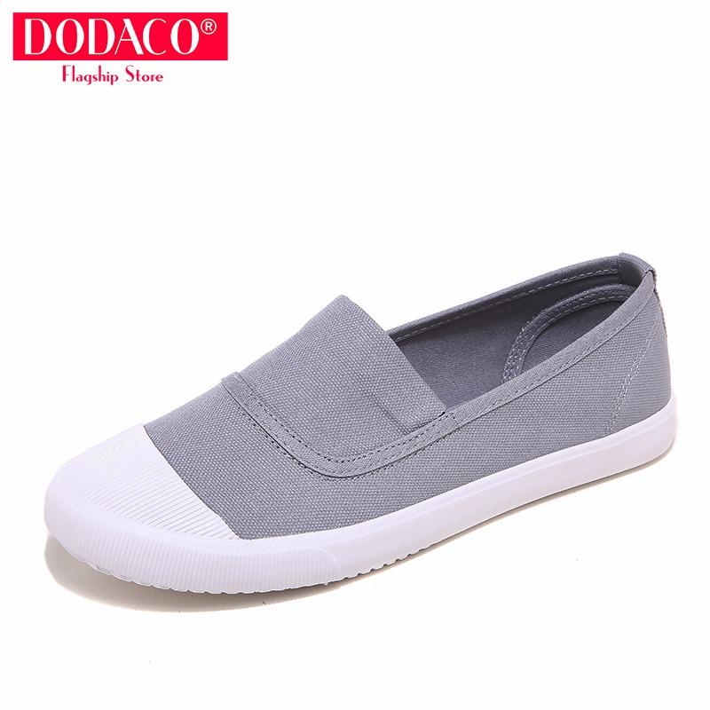 Giày lười vải nữ thời trang nữ DODACO DDC1836 - (Xám)