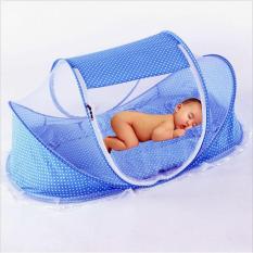Màn mùng ngủ chống muỗi cho bé Happy Baby + nệm + gối + phát nhạc (xanh)