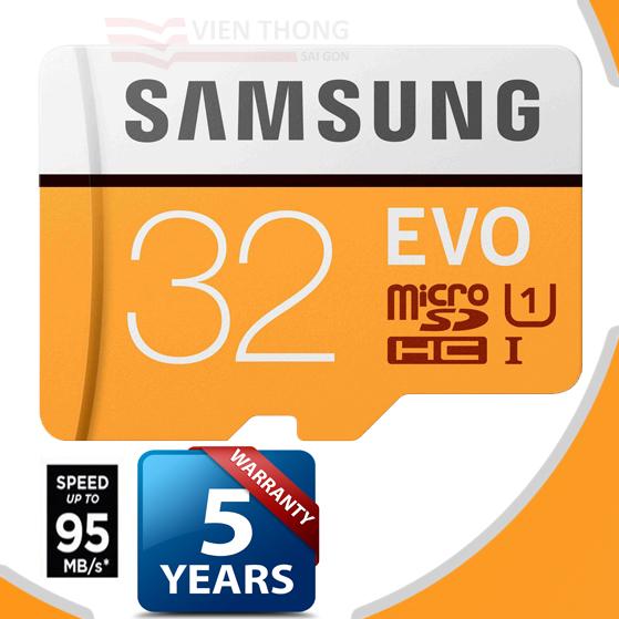 Thẻ nhớ 32gb Samsung EVO up to 95MB/s Micro SDHC Tốc độ cao (Cam) - Bảo hành 1 đổi 1