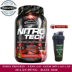 Sữa tăng cơ cao cấp Whey Protein Nitro Tech của MuscleTech hương Strawberry hộp nhỏ 20 lần dùng – Phân phối chính thức